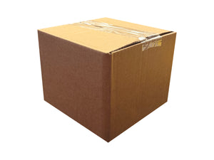 A small box, measuring 150mm x 150mm x 120mm, closed with clear tape