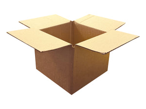A small, opened box measuring 150mm x 150mm x 120mm, on a white background