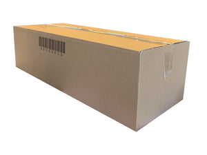 A 590mm x 245mm x 165mm box, closed with clear tape