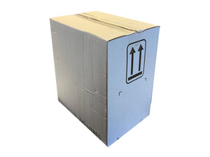 Closed, white box measuring 275mm x 180mm x 285mm