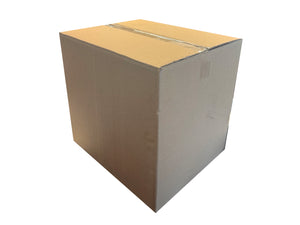 A sealed box, on a white background measuring 470mm x 384mm x 411mm
