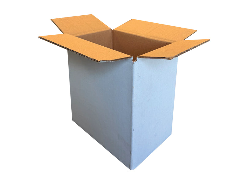 A white cardboard box measuring 209mm x 140mm x 205mm