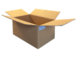 Used box, with a white label, meauring 490mm x 318mm x 235mm