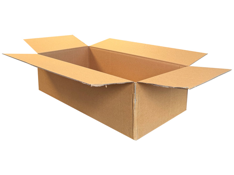 An oblong shaped, plain corrugated box