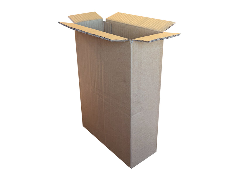 Plain, double wall cardboard box measuring  211mm x 91mm x 333mm