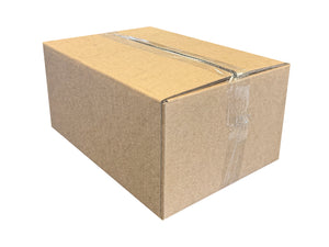 Small rectangular cardboard box with tape on a white background