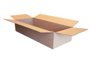 A 420mm x 186mm x 95mm cardboard box, opened at the top