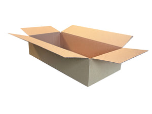 A plain, strong single wall box, measuring 412mm x 211mm x 106mm