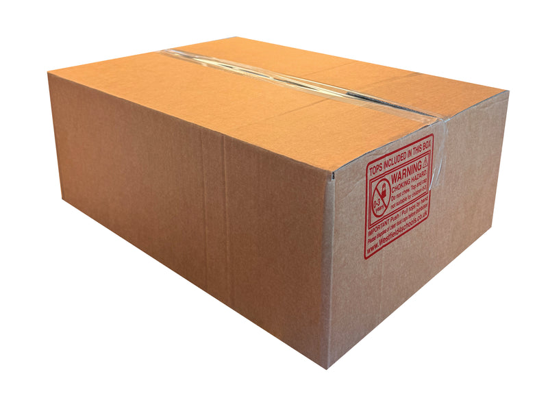 A 585mm x 432mm x 220mm with a red warning label