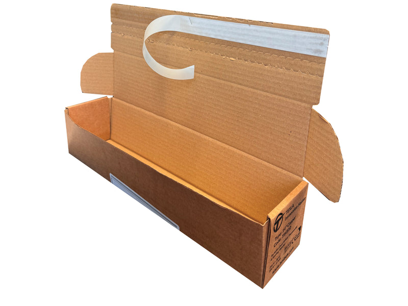 Printed box showing the tear off glued strip