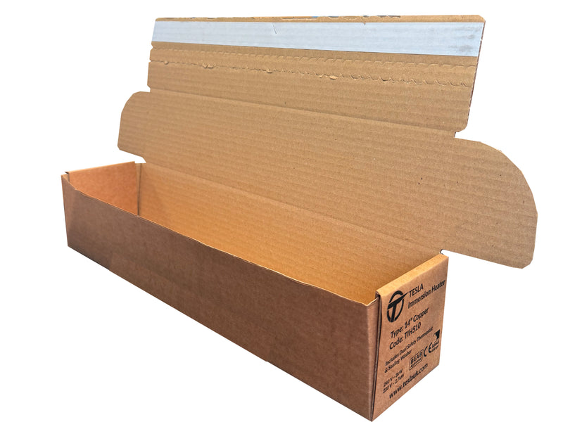 Printed, die curt cardboard box measuring 398mm x 84mm x 84mm