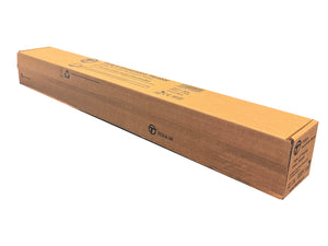 Long cardboard box with visible branding on a white background