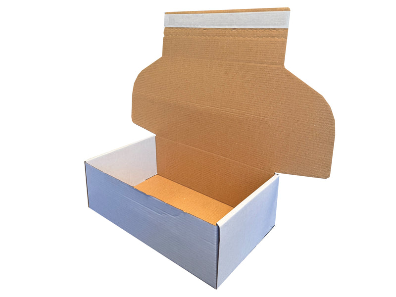 A white cardboard box measuring  284mm x 165mm x 85mm