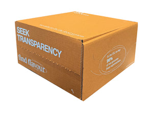 Printed box, with branding printed in white