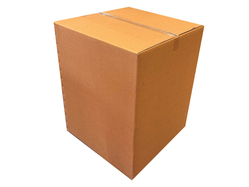 Large shipping box measuring 560mm x 560mm x 730mm, closed with clear tape