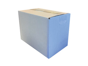 White cardboard box, closed with overlapping top flaps