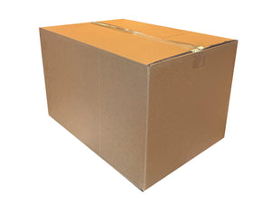 A 493mm x 340mm x 309mm, double wall box, closed with clear tape