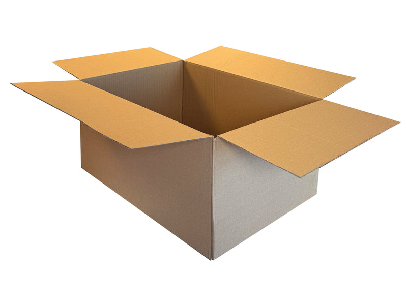 Plain, brand new cardboard box measuring 500mm x 360mm x 230mm