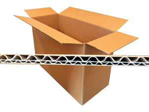Open cardboard box and its cross-section on a white background