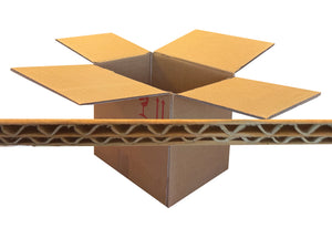 Open cardboard box with a flat bottom on a white background