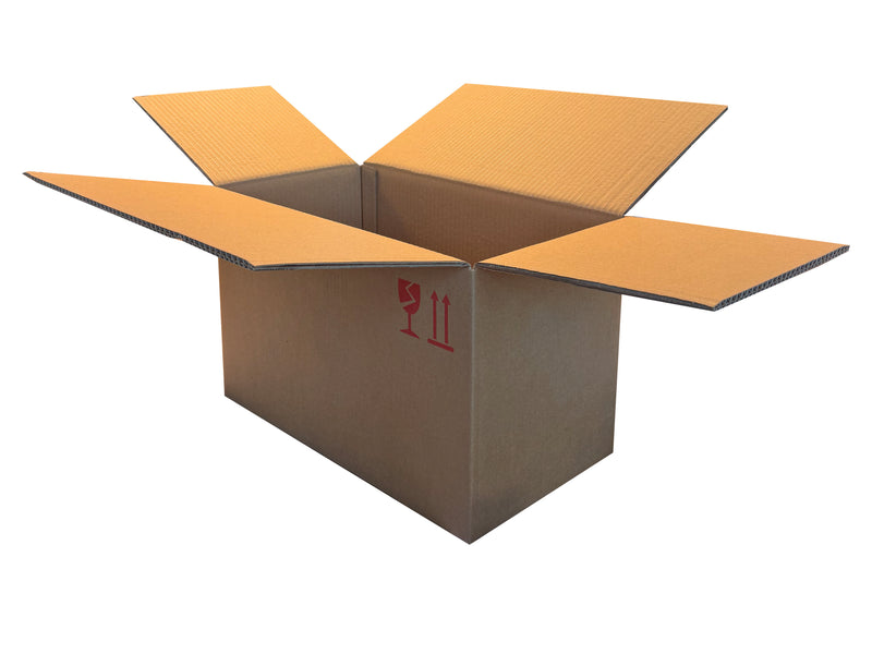 Heavy duty box with fully overlapping flaps measuring 445mm x 230mm x 255mm