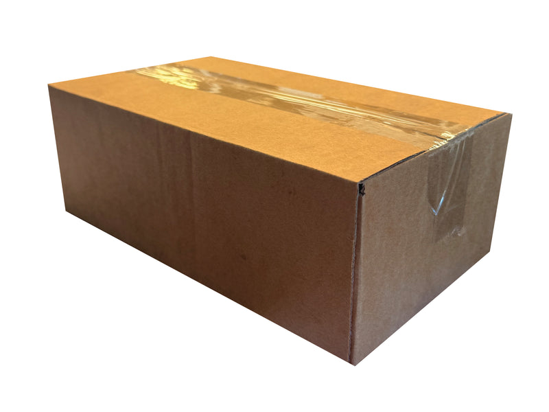 Cardboard box with tape on a white background