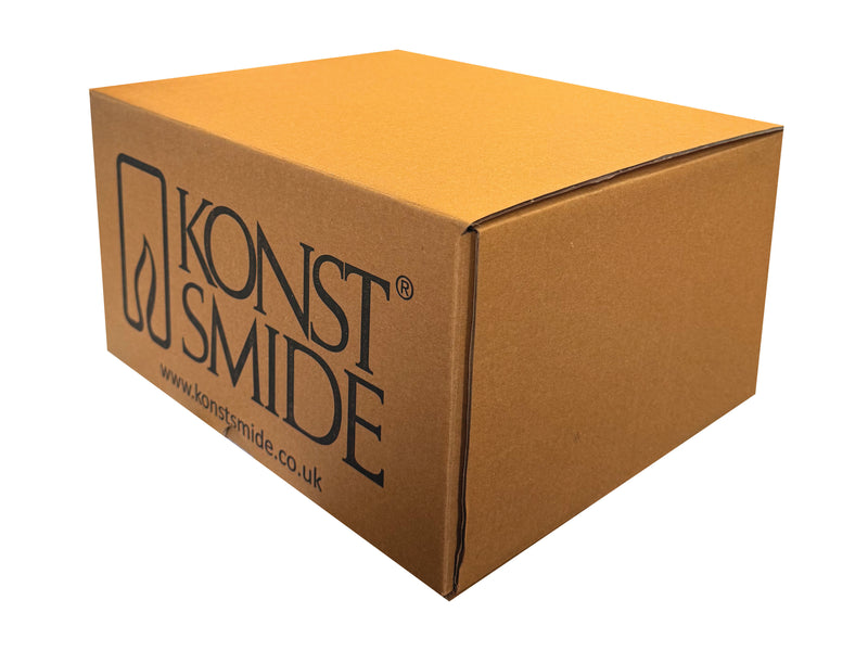 Brown cardboard box with 'Konstsmide' branding on a white background