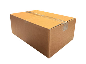 Brown cardboard box with tape on a white background