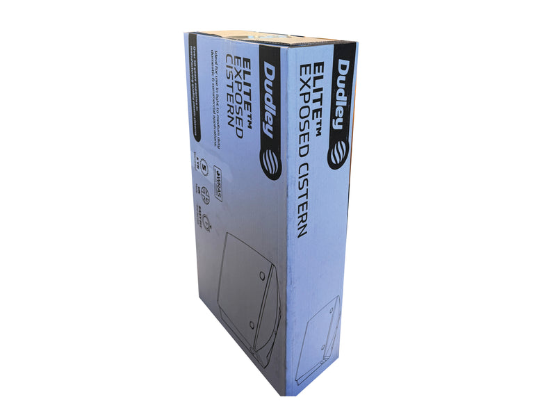 Dudley Elite Exposed Cistern packaging  box on a white background