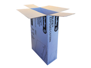 White, printed cardboard box measuring 330mm x 145mm x 590mm
