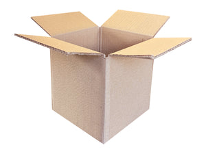 A 155mm x 155mm x 155mm cubed cardboard box