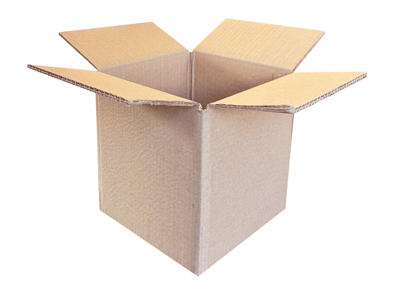A 155mm x 155mm x 155mm cubed cardboard box