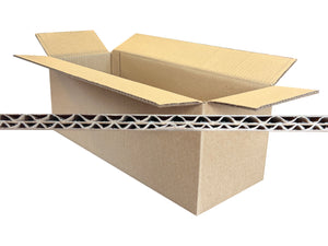 435mm x 155mm x 150mm Cardboard box with a corrugated interior on a white background