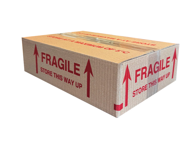 Box with red printed packing marks
