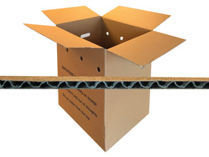 Box measuring 489mm x 389mm x 529mm, with an image of the strong single all board flute