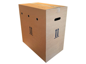 A 490mm x 290mm x 550mm box with ventilation and handholes