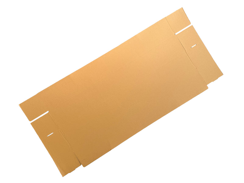 a tall cardboard box laid flat to show how it is constructed