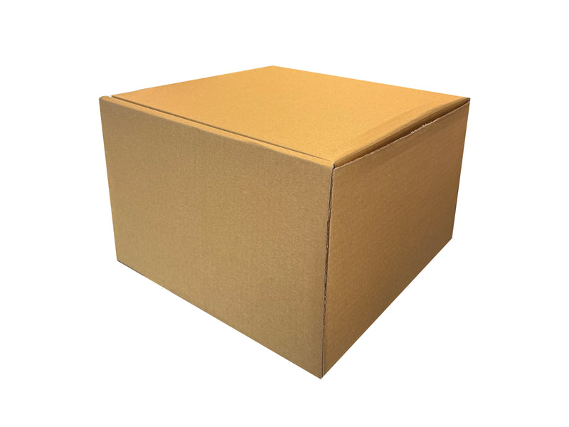 Closed die cut box measuring 294mm x 294mm x 188mm