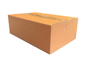 A 370mm x 245mm x 130mm cardboard box, sealed with clear tape