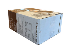 A box made for packing brown sauce sachets on a white background