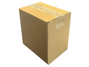 224mm x 112mm x 157mm Cardboard box with clear plastic tape on a white background
