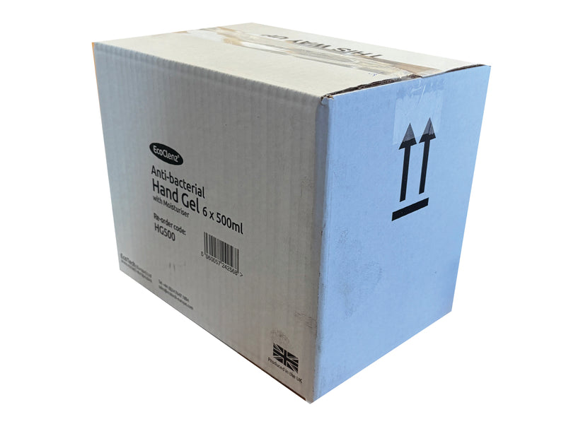 Box of anti-bacterial hand gel with branding on a white background