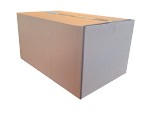 Cardboard box with dimensions of 620mm x 384mm x 312mm, on a white background