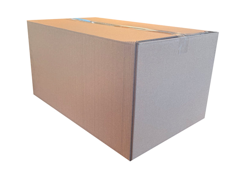 Cardboard box with dimensions of 620mm x 384mm x 312mm, on a white background