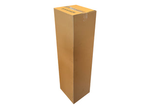 A tall shipping box, ideal for packing long or tall items