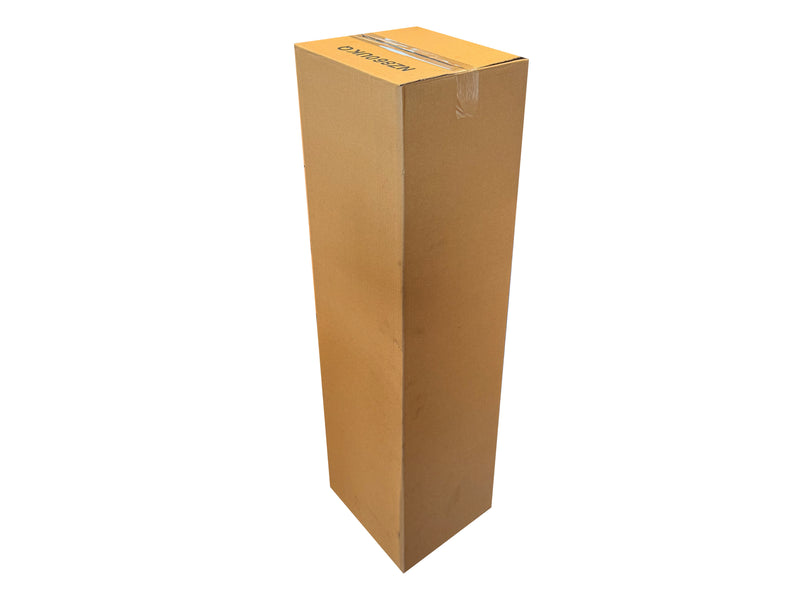 A tall shipping box, ideal for packing long or tall items