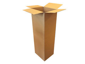 A tall cardboard box measuring 297mm x 265mm x 1120mm