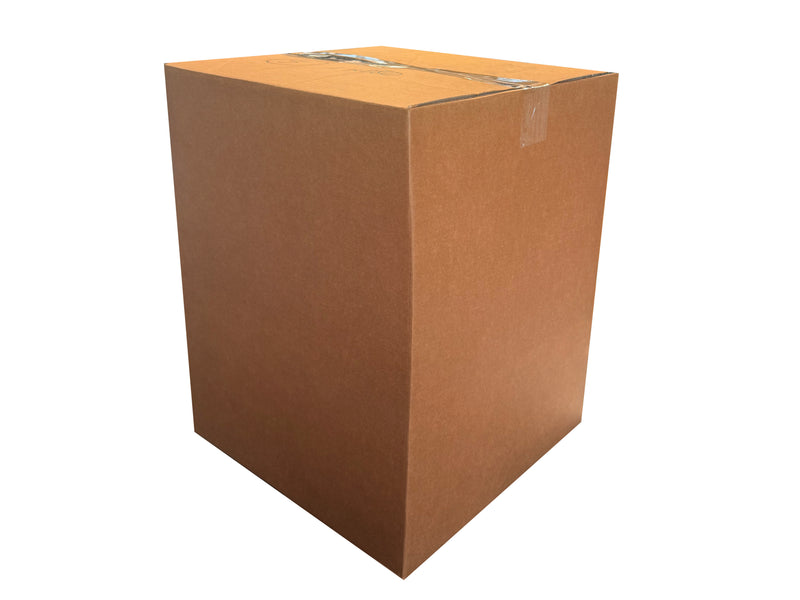 A 330mm x 330mm x 435mm, brown cardboard box on a white background