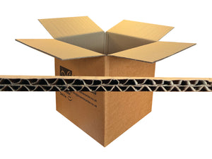 Cardboard box with an image of the corrugated board, on a white background