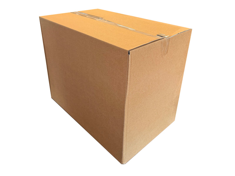 A closed, 510mm x 310mm x 410mm cardboard box